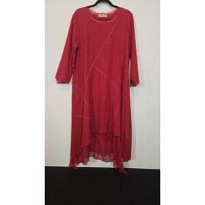 YESNO lagenlook Red Wool Blend Top